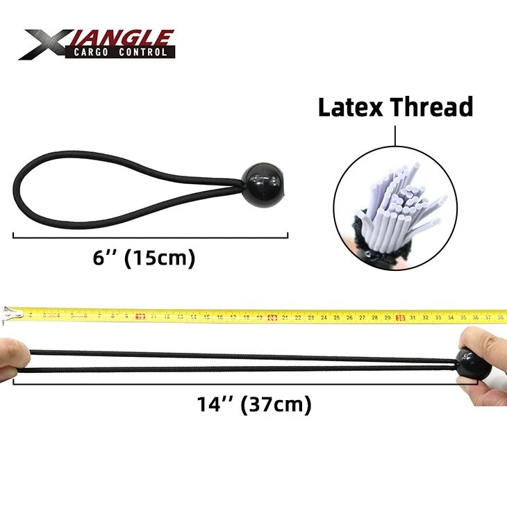 6-Inch Ball Bungee Cord, Tarp Shock Rope, Heavy Duty Tie Down Cord, 25pcs Black