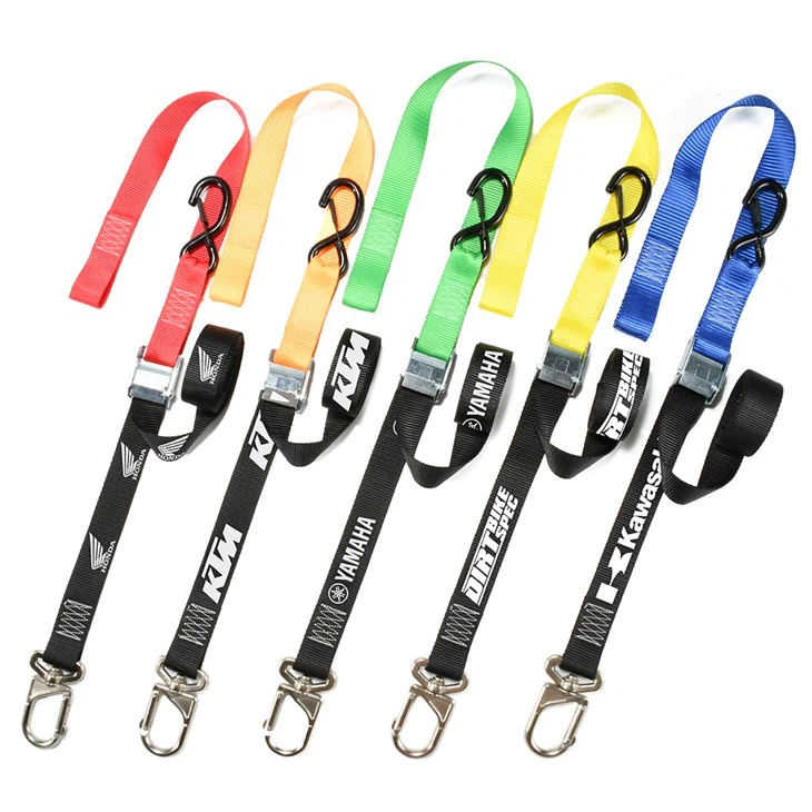 Motorcycle Tie Down Strap With Swivel Carabiner Hooks
