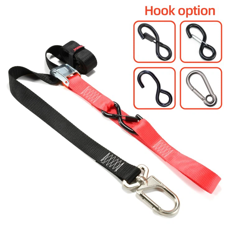 Motorcycle Tie Down Strap With Swivel Carabiner Hooks